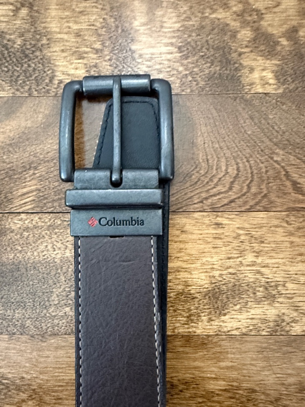 Columbia Dark Brown Leather Belt with Black Buckle